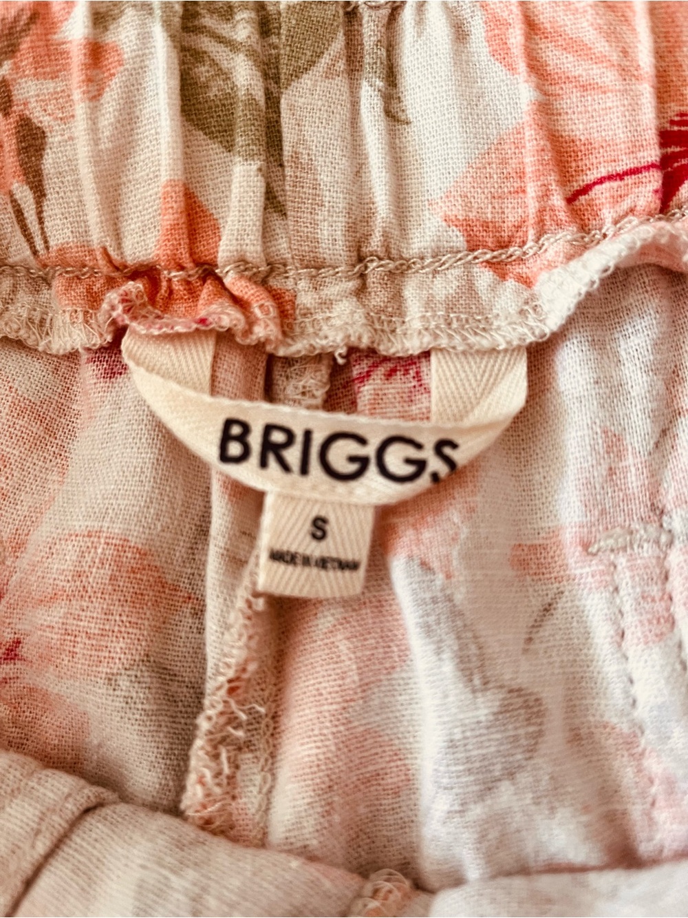 Briggs Casual Linen   Blend  Peach Floral High-Waist Shorts - Picture 4 of 9